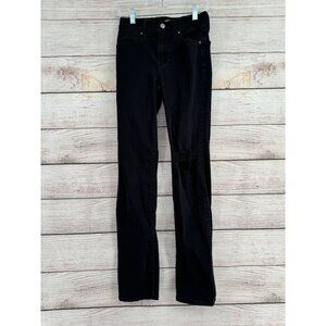 Levi's Premium 724‎ High Rise Straight Jeans Women's Size 25 Black Distressed